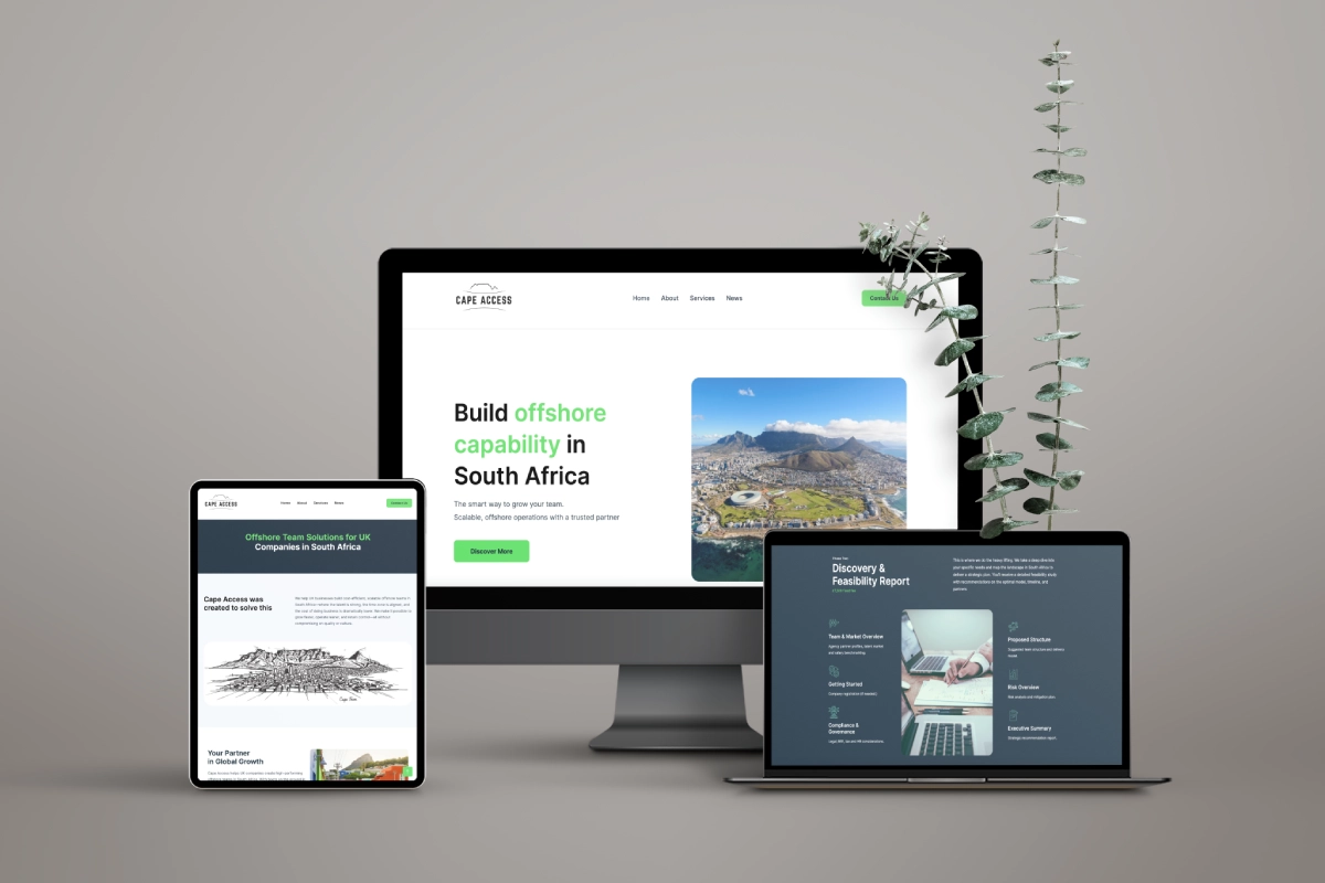 Screenshot of the Cape Access website homepage